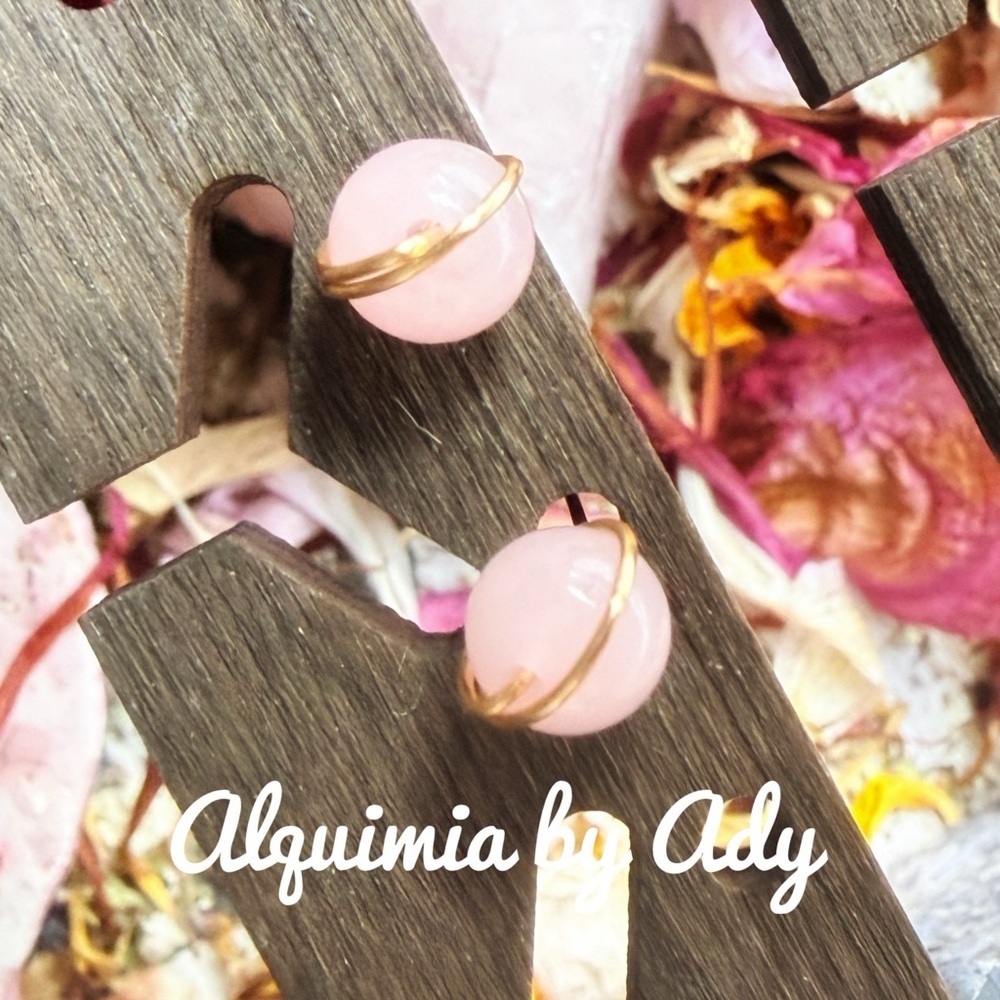 Minimalist pastel Pink and Gold quartz Earrings